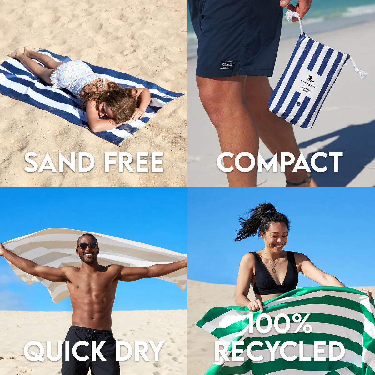 Dock & Bay Quick Dry Towels - Bondi Blue - Customized Embroidery Personalized for You