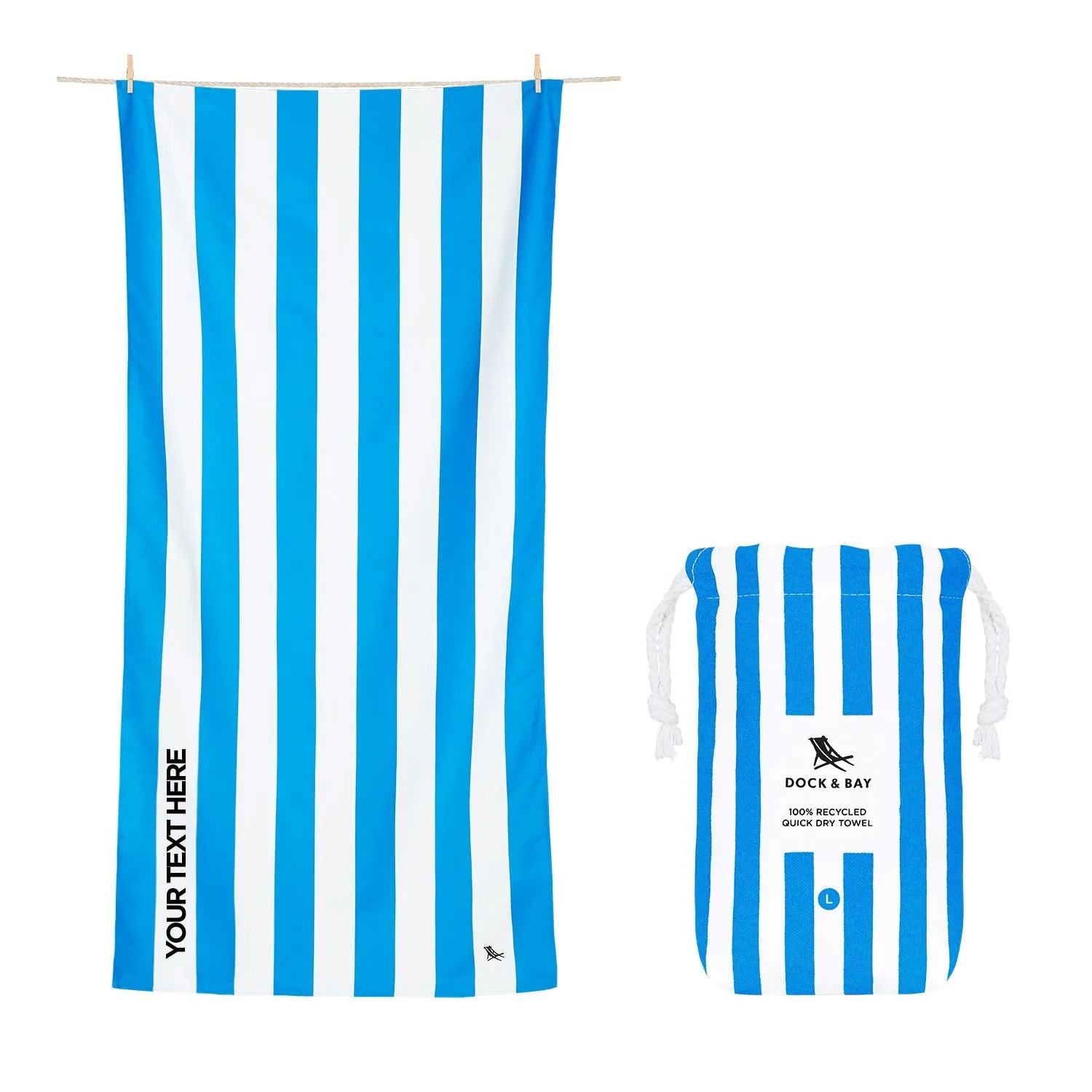 Dock & Bay Quick Dry Towels - Bondi Blue - Customized Embroidery Personalized for You