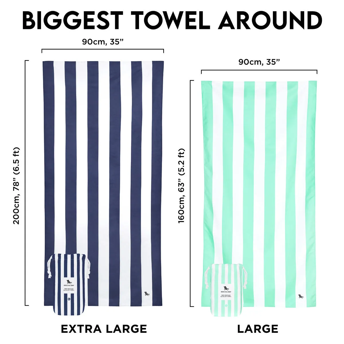 Dock & Bay Quick Dry Towels - Bondi Blue - Customized Embroidery Personalized for You