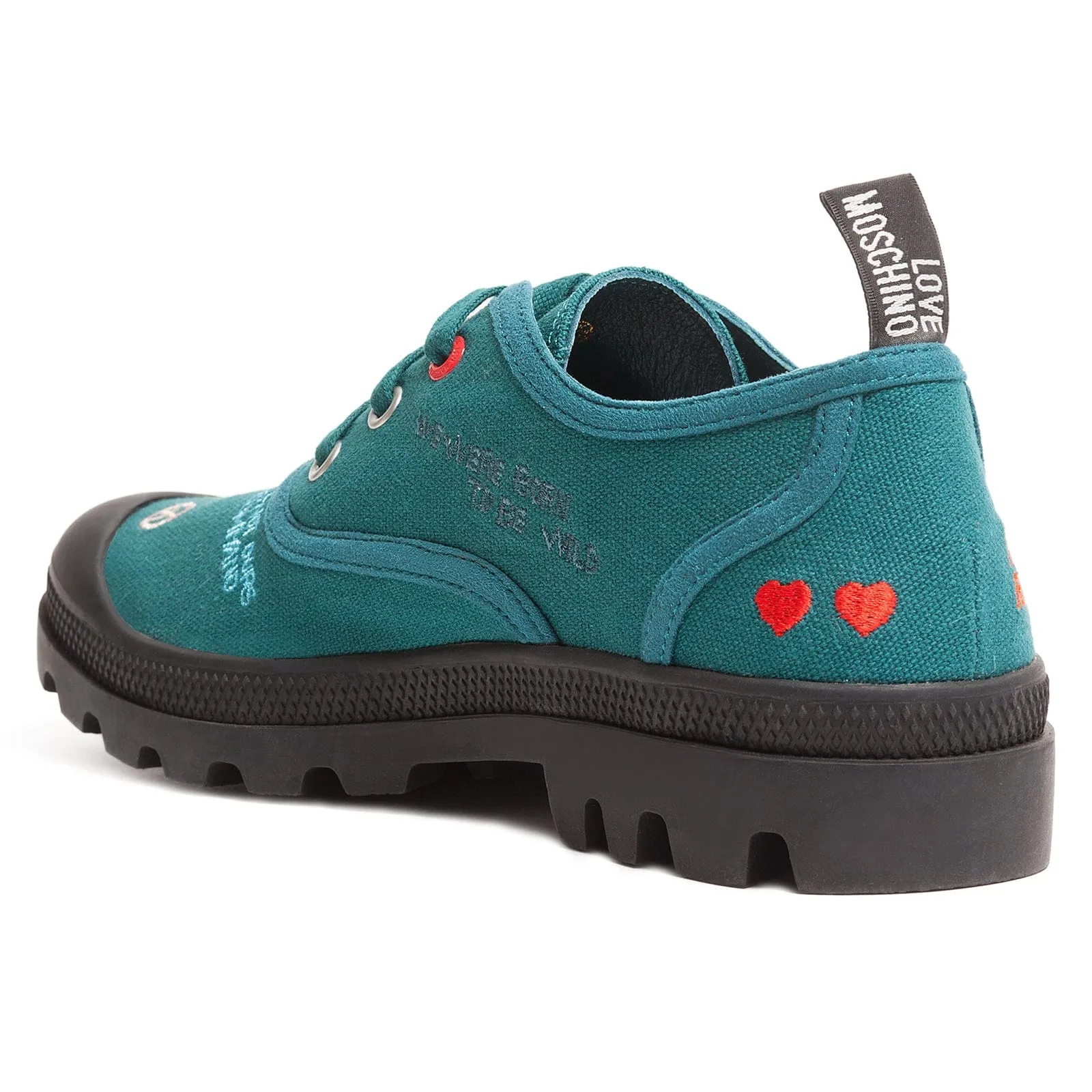 Love Moschino Petrol Lug Sole Embroidered Sneakers