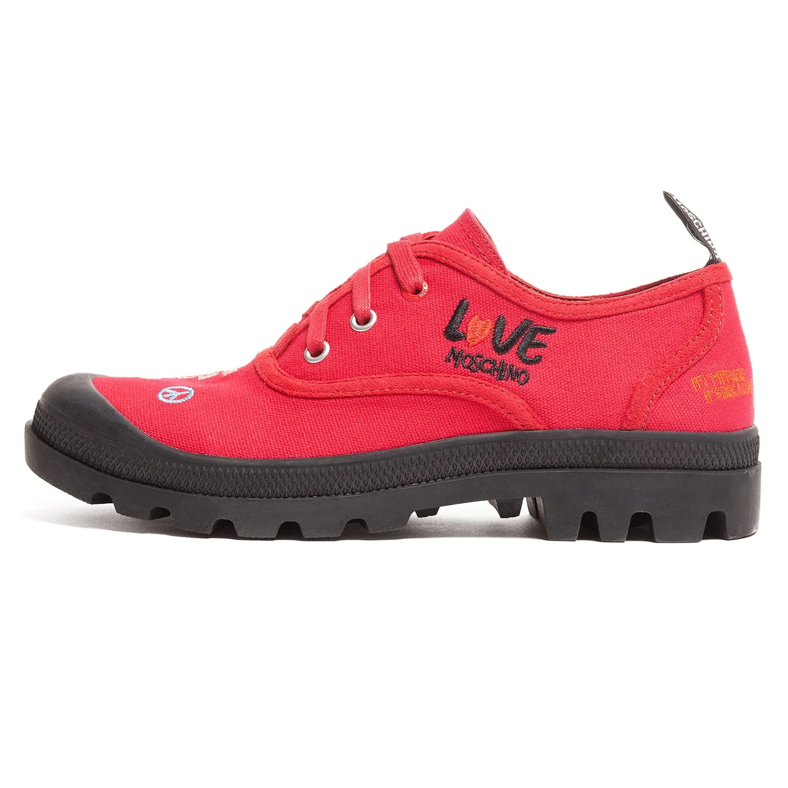 Love Moschino Red Lug Sole Embroidered Sneakers
