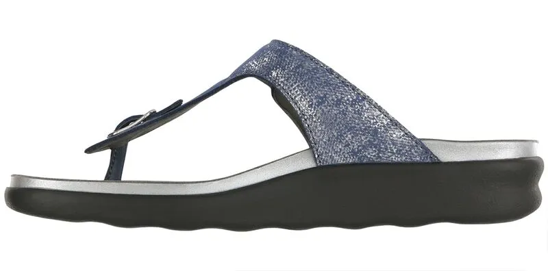 SAS Sanibel T-Strap Slide Sandal - Silver Blue