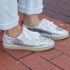 Silver glitter sneakers
