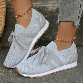 Sohiwoo Comfort Breathable Knitted Sneakers Women 2024 Spring Flat Heels Athletic Running Shoes Woman Plus Size 43 Casual Walking Shoes